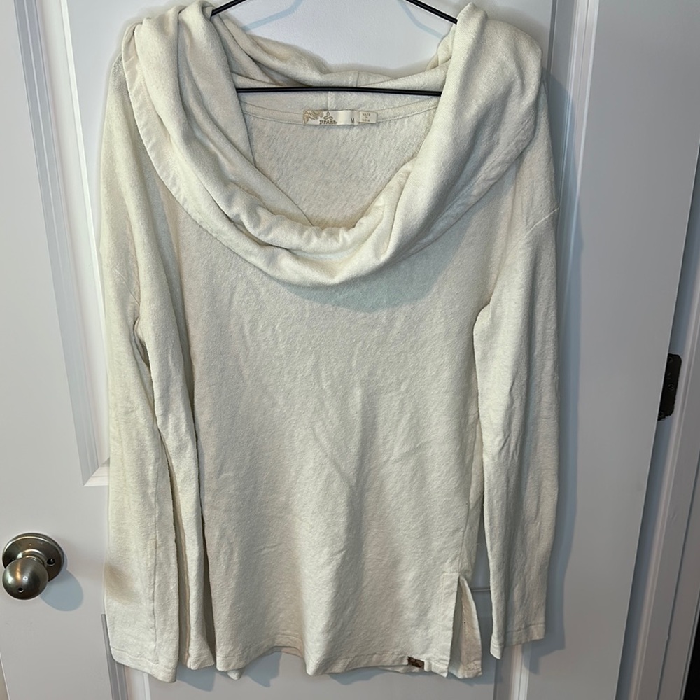 Prana Cream Organic Cotton Blend Tunic Shirt Sweater